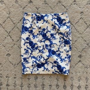 Forever 21 White & Blue Pencil Skirt